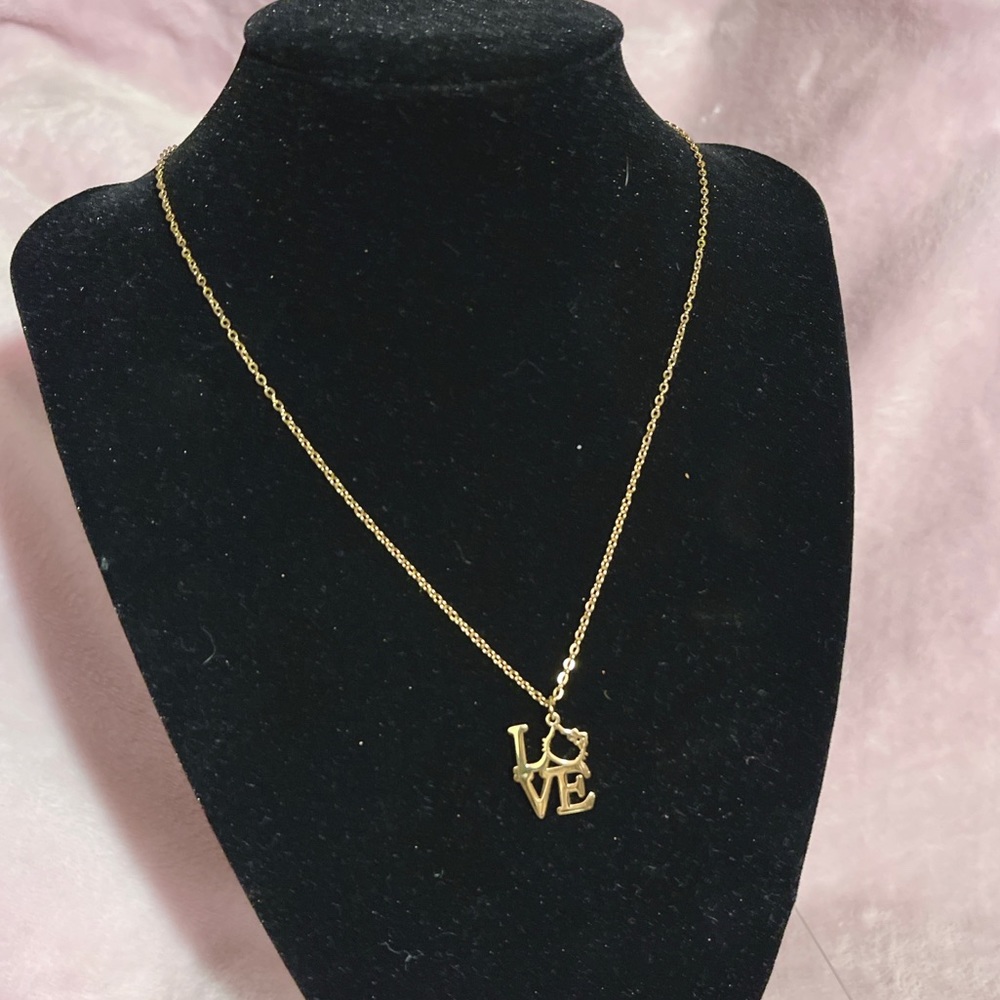 Hello Kitty “Love” Gold Stainless Steel Necklace - Picture 5 of 6